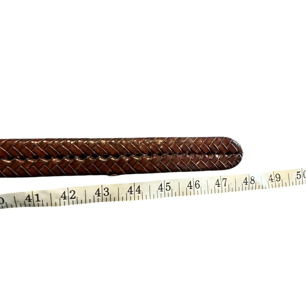 COACH‎ Men's Brown Genuine Leather Braided Belt with Gold Brass Buckle 42in 5922
